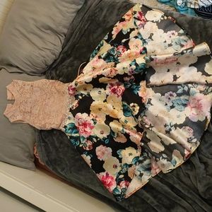 High low pink and floral dress